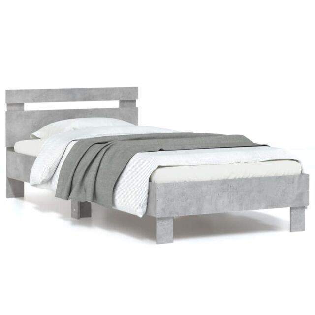 Berkfield Home Bed Frame without Mattress with LED Lights Concrete Grey 90x200 cm - image 1