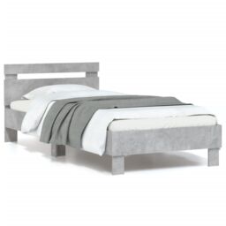 Berkfield Home Bed Frame without Mattress with LED Lights Concrete Grey 90x200 cm - thumbnail 1