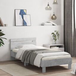 Berkfield Home Bed Frame without Mattress with LED Lights Concrete Grey 90x200 cm - thumbnail 3
