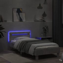 Berkfield Home Bed Frame without Mattress with LED Lights Concrete Grey 90x200 cm - thumbnail 4