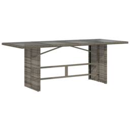 Berkfield Home Garden Table with Glass Top Grey 190x80x74 cm Poly Rattan - Size: 190 x 80 x 74 cm - thumbnail 3