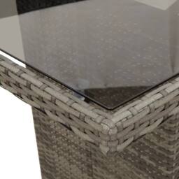 Berkfield Home Garden Table with Glass Top Grey 190x80x74 cm Poly Rattan - Size: 190 x 80 x 74 cm - thumbnail 8