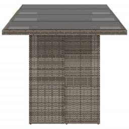 Berkfield Home Garden Table with Glass Top Grey 190x80x74 cm Poly Rattan - Size: 190 x 80 x 74 cm - thumbnail 4