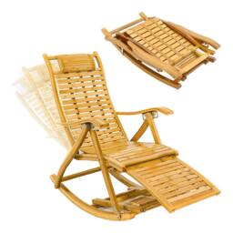Living and Home Bamboo Foldable Recliner Rocking Chair in Natural - thumbnail 7