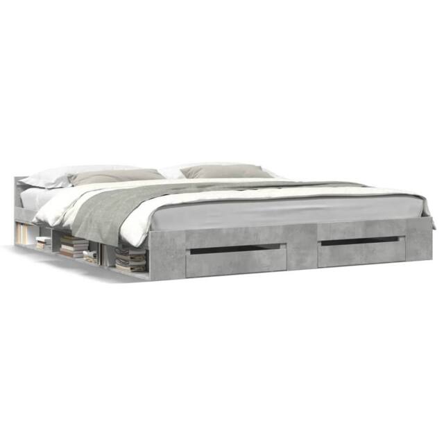 Berkfield Home Bed Frame w/Drawers Frame Concrete Grey 180x200 cm Super King - image 1