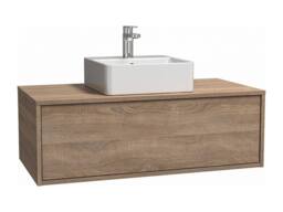 Vente-unique Light Natural Wall-Hung Bathroom Unit With Single Square Basin - 94 Cm in Light Oak - thumbnail 5