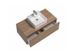 Vente-unique Light Natural Wall-Hung Bathroom Unit With Single Square Basin - 94 Cm in Light Oak - thumbnail 7