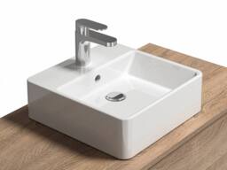 Vente-unique Light Natural Wall-Hung Bathroom Unit With Single Square Basin - 94 Cm in Light Oak - thumbnail 8