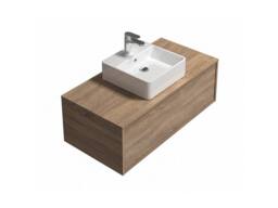Vente-unique Light Natural Wall-Hung Bathroom Unit With Single Square Basin - 94 Cm in Light Oak - thumbnail 6