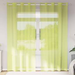 Berkfield Home Voile Curtains with Grommets 2 pcs Apple Green 140x225 cm - thumbnail 2