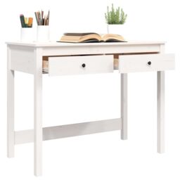 Berkfield Home Desk with Drawers White 100x50x78 cm Solid Wood Pine - Size: 100 x 50 x 78 cm - thumbnail 5