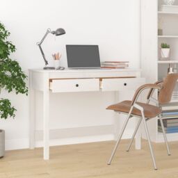 Berkfield Home Desk with Drawers White 100x50x78 cm Solid Wood Pine - Size: 100 x 50 x 78 cm - thumbnail 3