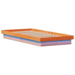 Berkfield Home LED Bed Frame without Mattress Wax Brown 100x200 cm Solid Wood in Tan - thumbnail 6