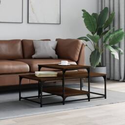 Berkfield Home Decorative Coffee Table Brown Oak 102x60x45 cm Engineered Wood - Size: 102 x 60 x 45 cm - thumbnail 2