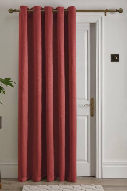 Fusion 'Strata' Dim out woven Eyelet Single Panel Door Curtain in Terracotta - Size: 168 cm width x 214 cm drop - image 1