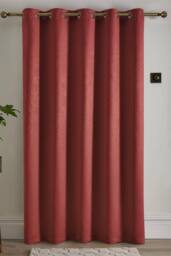 Fusion 'Strata' Dim out woven Eyelet Single Panel Door Curtain in Terracotta - Size: 168 cm width x 214 cm drop - thumbnail 2