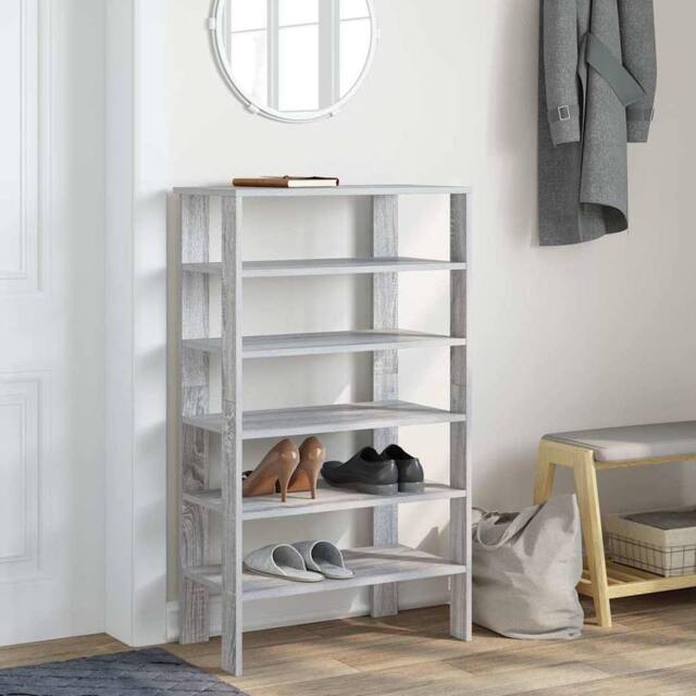 Berkfield Home Shoe Rack Grey Sonoma 61x32x105 cm Engineered Wood - Size: 61 x 32 x 105 cm - image 1