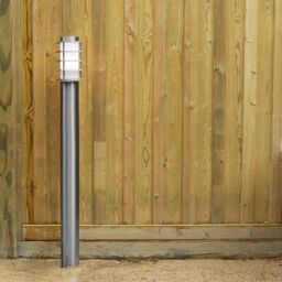 ValueLights Wharf Pack of 4 Stainless Steel Outdoor 1000mm Ground Post Bollard Lights in Silver