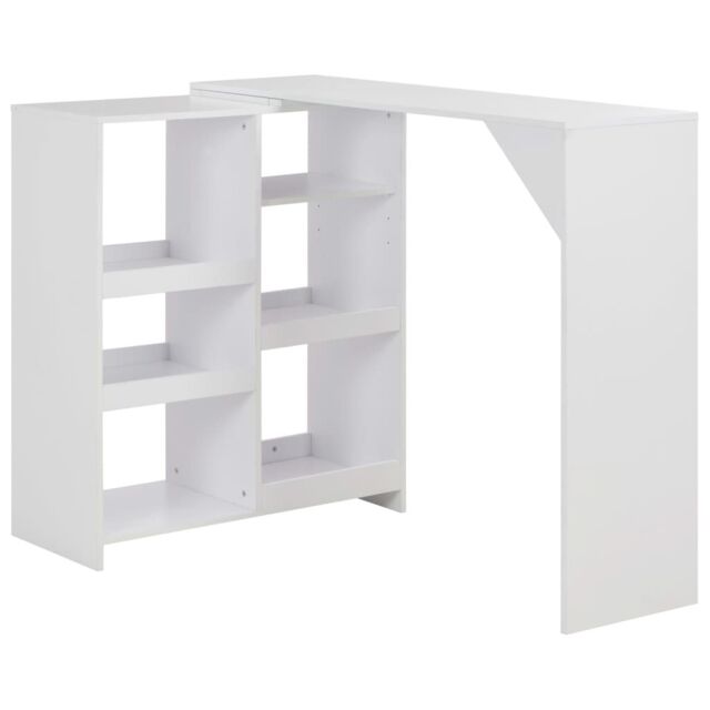 Berkfield Home Bar Table with Moveable Shelf White 138x39x110 cm - Size: 138 x 39 x 110 cm - image 1
