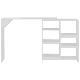 Berkfield Home Bar Table with Moveable Shelf White 138x39x110 cm - Size: 138 x 39 x 110 cm - thumbnail 3