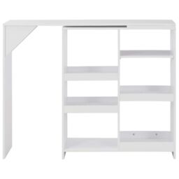 Berkfield Home Bar Table with Moveable Shelf White 138x39x110 cm - Size: 138 x 39 x 110 cm - thumbnail 2