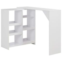 Berkfield Home Bar Table with Moveable Shelf White 138x39x110 cm - Size: 138 x 39 x 110 cm - thumbnail 1