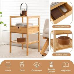 Hinsinc 2 Pack Bamboo Nightstands With Drawer Storage in Brown - Size: 0.6m2 - thumbnail 6