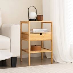 Hinsinc 2 Pack Bamboo Nightstands With Drawer Storage in Brown - Size: 0.6m2 - thumbnail 4