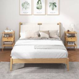 Hinsinc 2 Pack Bamboo Nightstands With Drawer Storage in Brown - Size: 0.6m2 - thumbnail 3