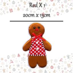 VFM e-Store Christmas Ginger Bread Woman Hanging Decoration 20cm x 13cm Red X 1 - Size: 20 cm x 13 cm - thumbnail 2