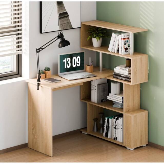 KORVIXA Office Desk Computer Corner Desk L-Shaped in Natural - Size: 100 cm - image 1