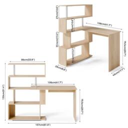 KORVIXA Office Desk Computer Corner Desk L-Shaped in Natural - Size: 100 cm - thumbnail 2