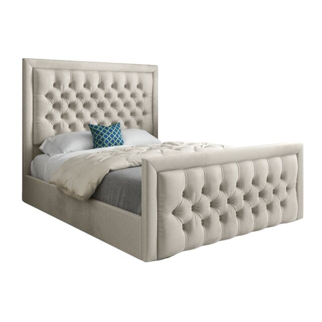 KDMD Napster Upholstered Soft Velvet Designer Bed Frame in Cream - Size: Single - image 1