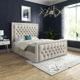 KDMD Napster Upholstered Soft Velvet Designer Bed Frame in Cream - Size: Single - thumbnail 2