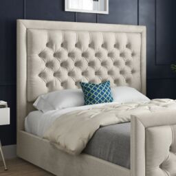 KDMD Napster Upholstered Soft Velvet Designer Bed Frame in Cream - Size: Single - thumbnail 3
