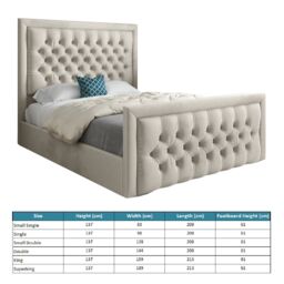 KDMD Napster Upholstered Soft Velvet Designer Bed Frame in Cream - Size: Single - thumbnail 5