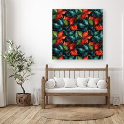 Warren Reed - Designer Christmas Watercolour Holly Leaf Canvas in Red - Size: w40 inch x h40 inch - thumbnail 3
