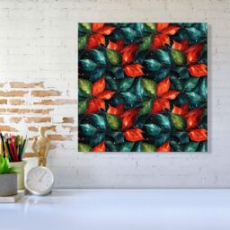 Warren Reed - Designer Christmas Watercolour Holly Leaf Canvas in Red - Size: w40 inch x h40 inch - thumbnail 2