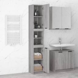 Berkfield Home Bathroom Cabinet Grey Sonoma 32x34x188.5 cm Engineered Wood - thumbnail 4