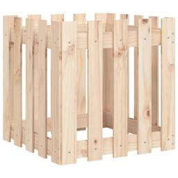 Berkfield Home Beautiful Garden Planter with Fence Design 50x50x50 cm Solid Wood Pine in Light Tan - Size: 50 x 50 x 50 cm - thumbnail 4