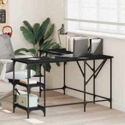Berkfield Home Decorative Desk Black 139x139x75 cm Engineered Wood - Size: 139 x 139 x 75 cm - thumbnail 2