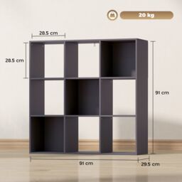HOMCOM 9 Cube Storage Unit Cabinet Bookcase Display Shelves in Grey - thumbnail 3