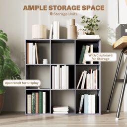 HOMCOM 9 Cube Storage Unit Cabinet Bookcase Display Shelves in Grey - thumbnail 4