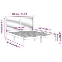 Berkfield Home Extra Long Bed Frame without Mattress 160x220 cm Solid Wood in Natural - thumbnail 9