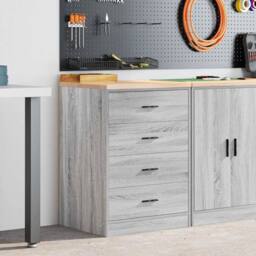 Berkfield Home Durable Garage Storage Cabinet Grey Sonoma 60x51x85 cm Solid Wood Pine - Size: 60 x 51 x 85 cm - thumbnail 2