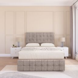 "Sloomy Berlin Divan Bed Base 2 Drawers 12"" Footboard & 54"" Floor Standing Headboard in Cream - Size: Double" - thumbnail 2