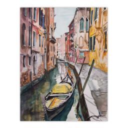 "Artery8 Gondola in Venice Canal Watercolour Classic Wall Art Print - Size: W12"" x H16""" - thumbnail 1