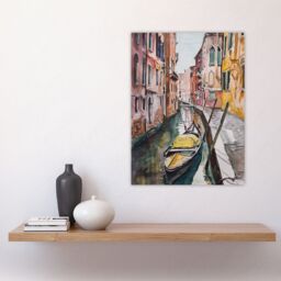"Artery8 Gondola in Venice Canal Watercolour Classic Wall Art Print - Size: W12"" x H16""" - thumbnail 4