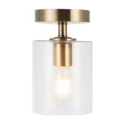 Happy Homewares Antique Brass Compact Ceiling Light Fitting with Clear Glass Shade in Metallic Gold - thumbnail 3