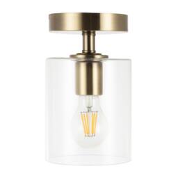 Happy Homewares Antique Brass Compact Ceiling Light Fitting with Clear Glass Shade in Metallic Gold - thumbnail 4